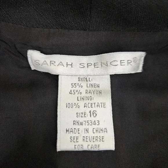 Sarah Spencer Fit Flare Midi Dress Black Linen Sleeveless Collar Button - Picture 4 of 5